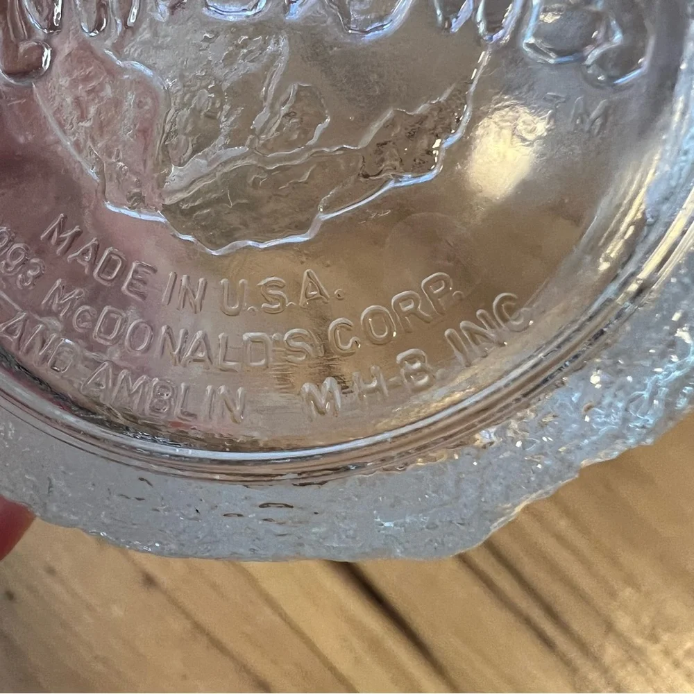 Flinstones McDonalds 1993 Vintage glass mug cup retro etched glass bedrock USA